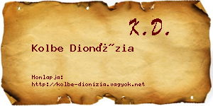 Kolbe Dionízia névjegykártya